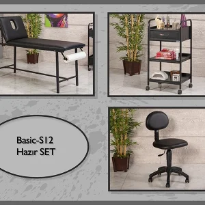 hazır setler | basic s12 | sedye (delikli), cihaz sehpası, sandalye
